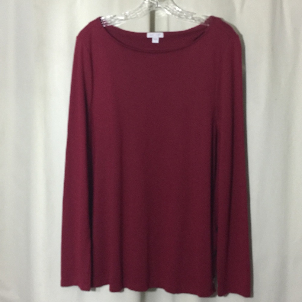 J jill cranberry side button pints top size Large